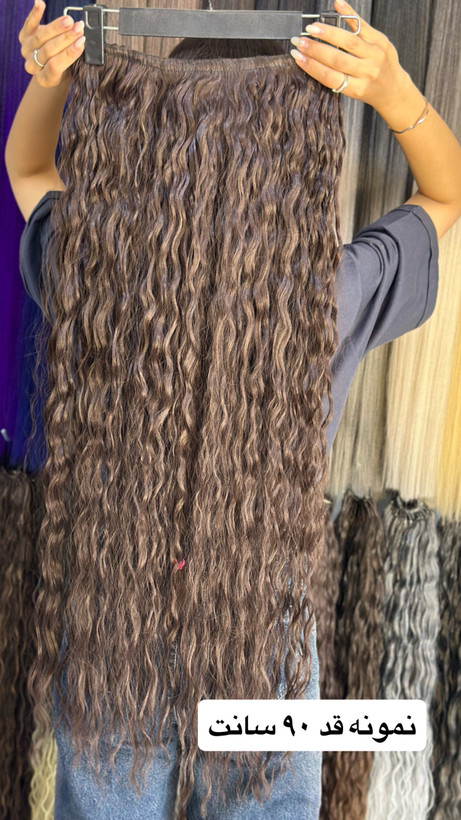 عکس محصول اکستنشن ۵ گیره فر قهوه ای ۹۰ س