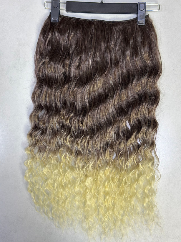 عکس محصول اکستنشن ۵ گیره فر امبره قهوه ای بلوند قد ۶۰ س
