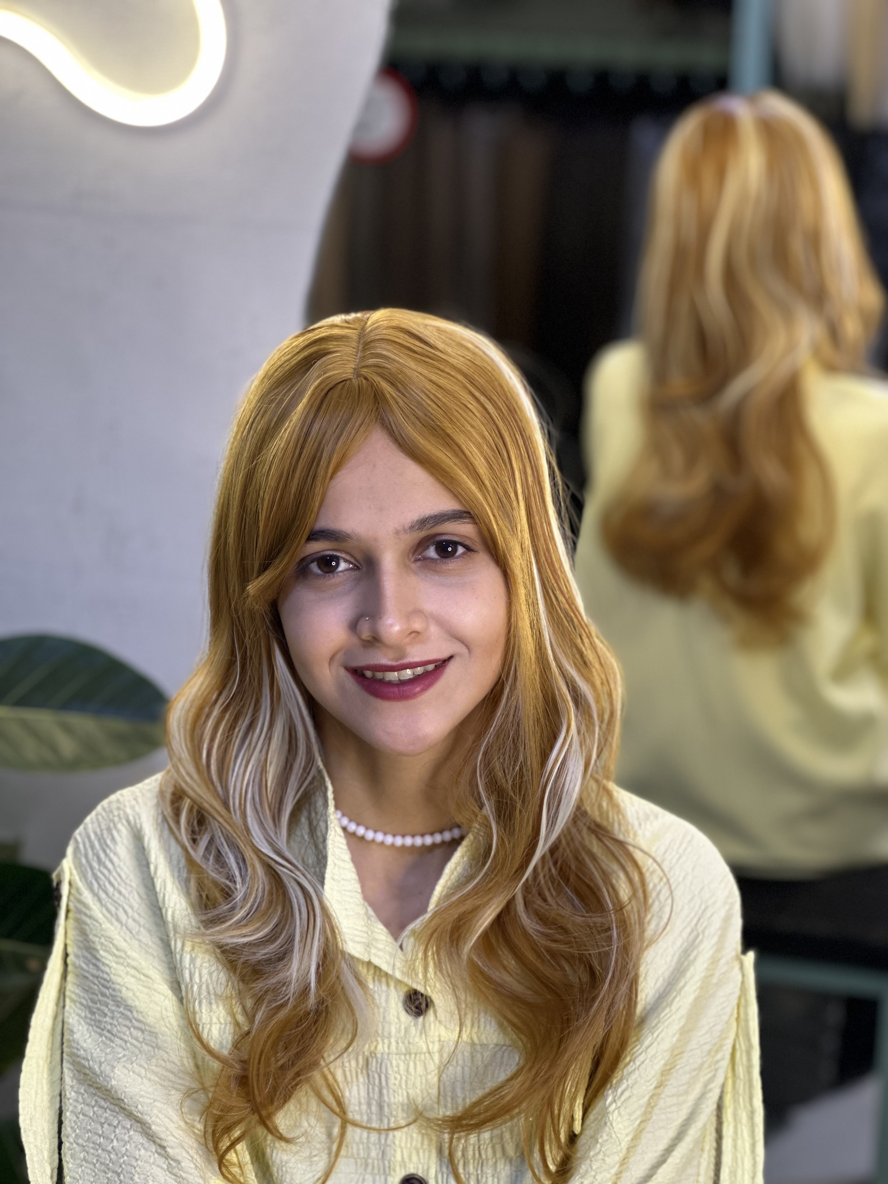 عکس محصول کلاه گیس جلوچتری حالت دار لایت حنایی کد 16H613