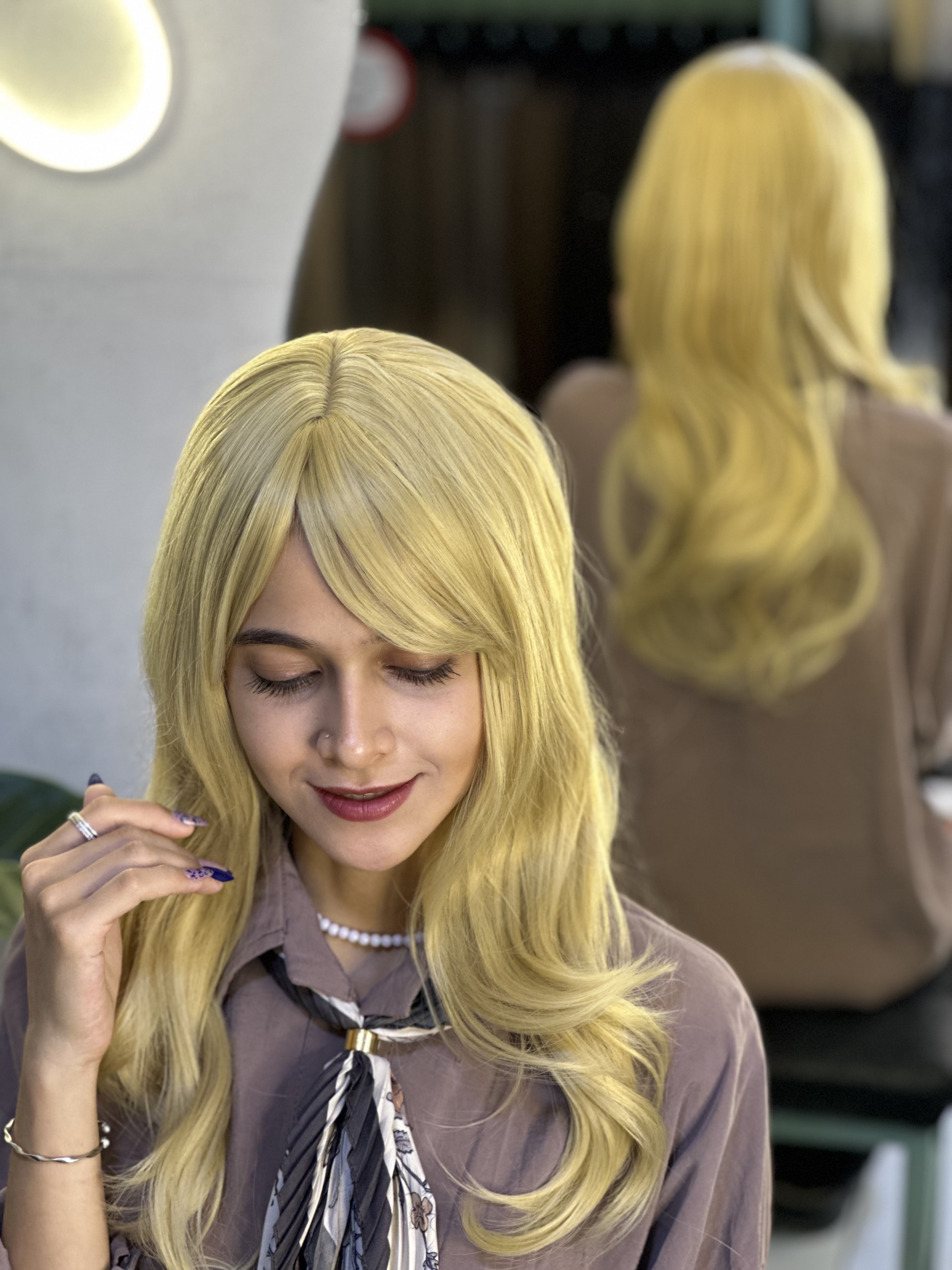 عکس محصول کلاه گیس جلوچتری حالت دار زیتونی کد 15/88B