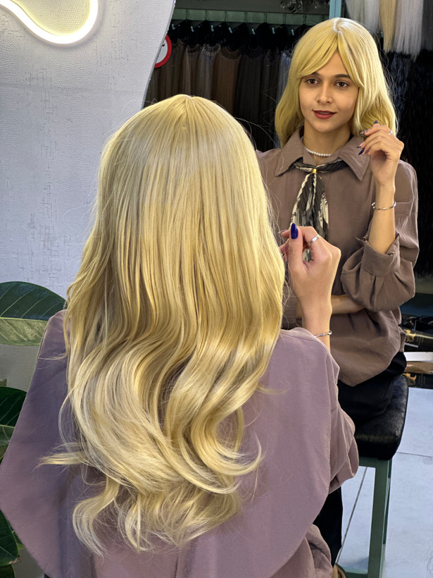 عکس محصول کلاه گیس جلوچتری حالت دار زیتونی کد 15/88B