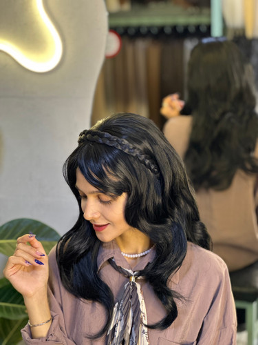 عکس محصول کلاه گیس جلوچتری حالت دار مشکی کد 1
