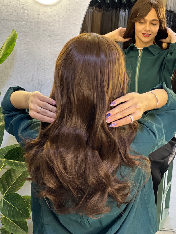 عکس محصول کلاه گیس جلو چتری حالت دار خرمایی کد 10b