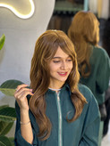 عکس محصول کلاه گیس جلوچتری حالت دار خرمایی کد 12