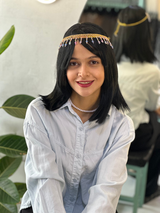 عکس محصول کلاه گیس جلو چتری مصری مشکی کد 1