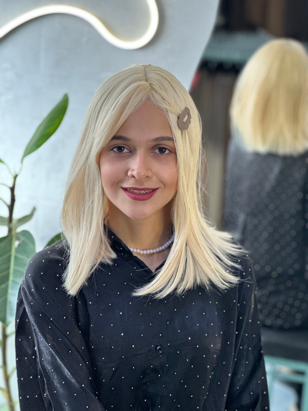 عکس محصول کلاه گیس جلو چتری مصری بلوند کد 88