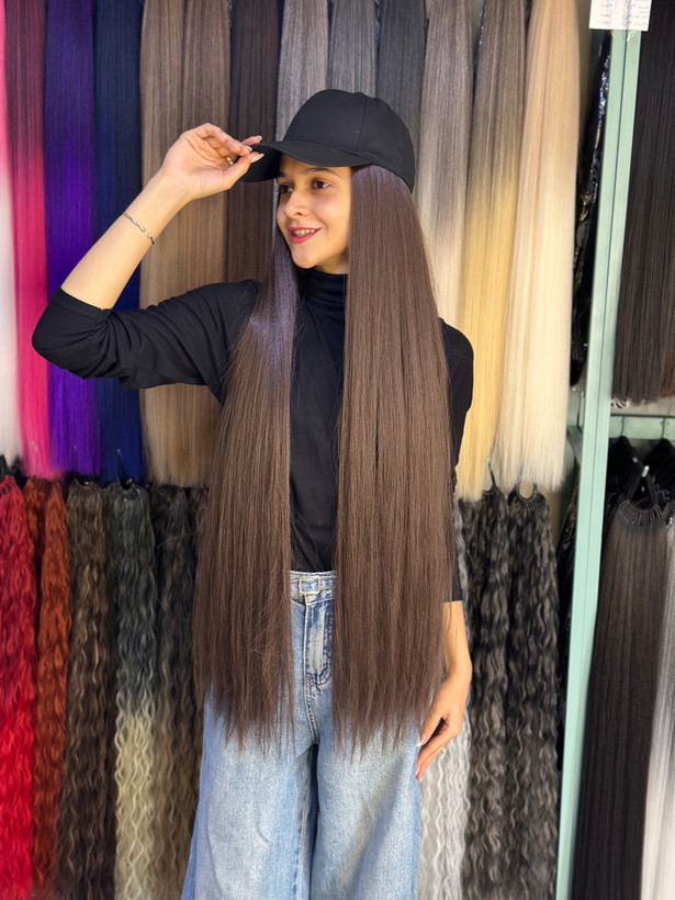کلاه کپ با موی ۹۰ سانت قهوه ای