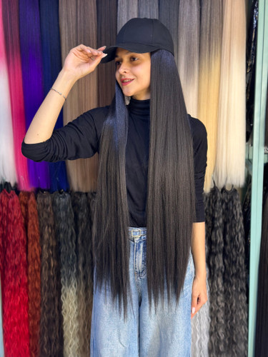 کلاه کپ با موی ۹۰ سانت مشکی