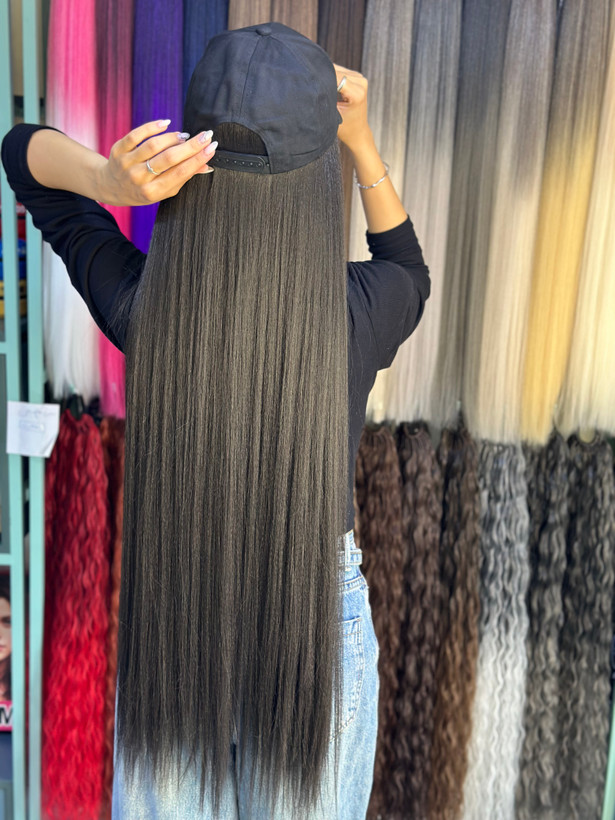 کلاه کپ با موی ۹۰ سانت مشکی