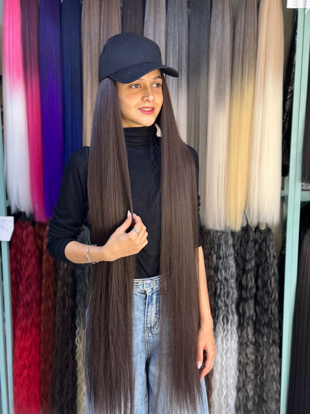 کلاه کپ با موی ۱۲۰ سانت قهوه ای صاف