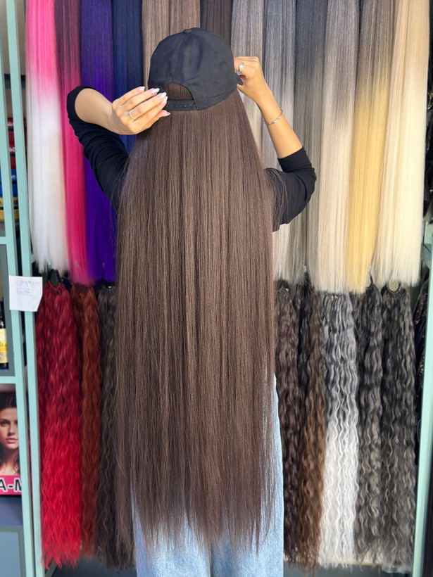 کلاه کپ با موی ۱۲۰ سانت قهوه ای صاف