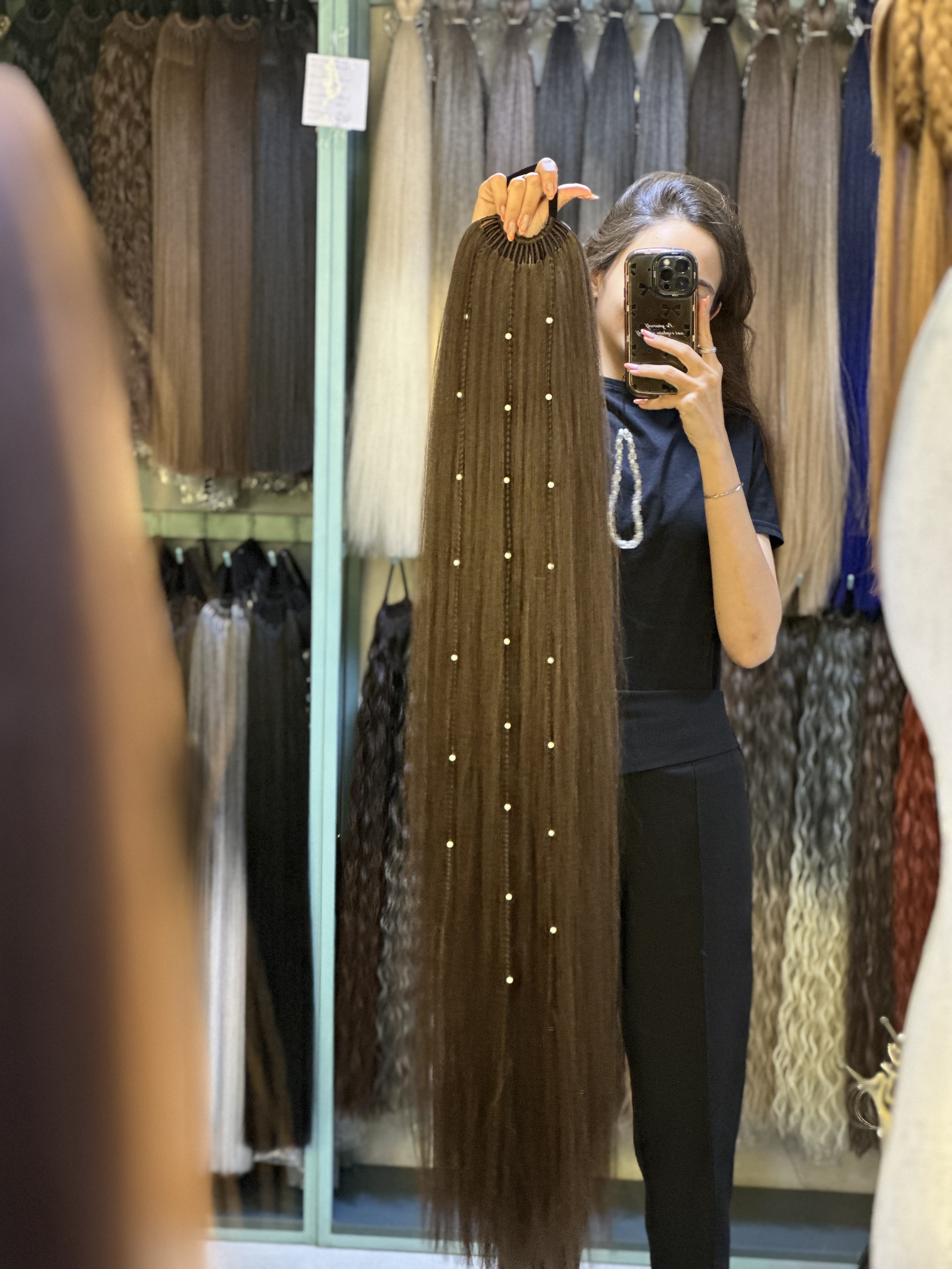 دم اسبی ۱۲۰ سانت قهوه ای صاف و فر