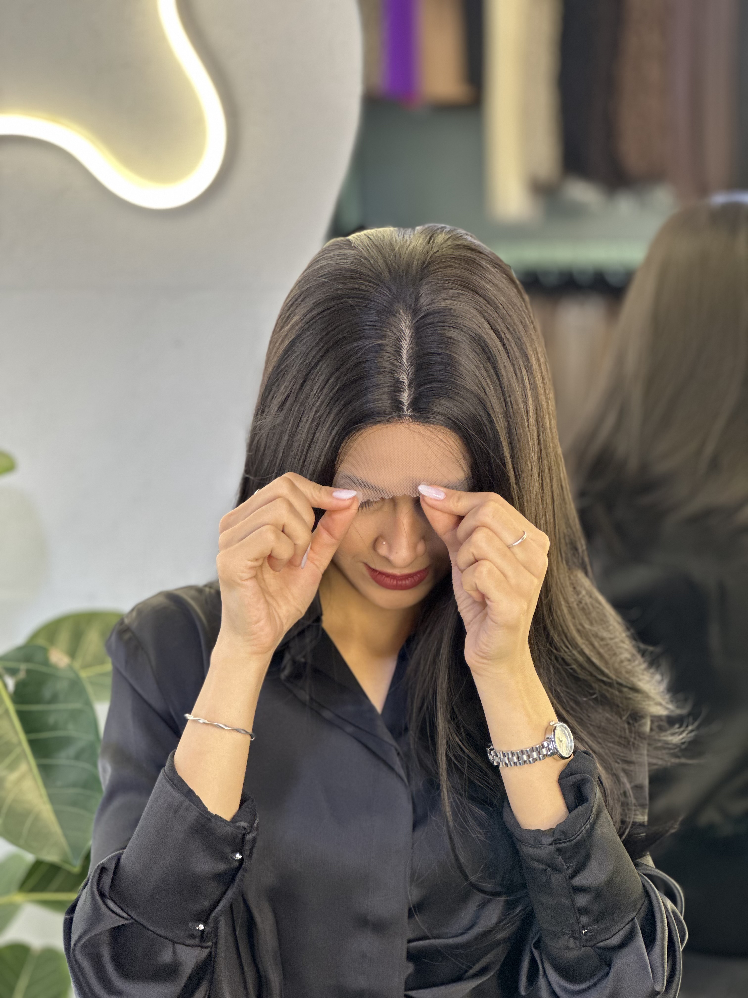کلاه گیس صاف فرق متحرک وارداتی رنگ مشکی کد 4#