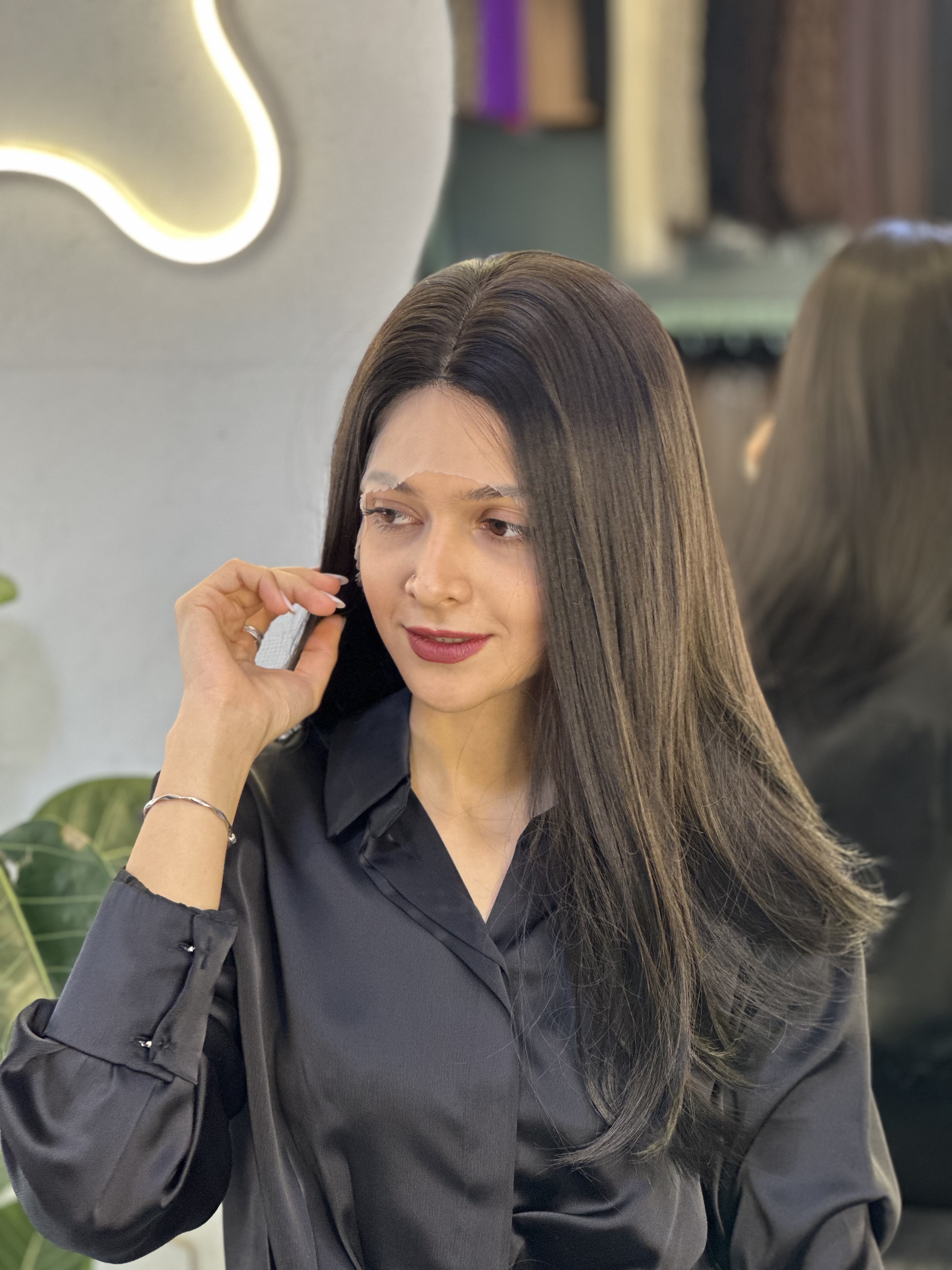 کلاه گیس صاف فرق متحرک وارداتی رنگ مشکی کد 4#