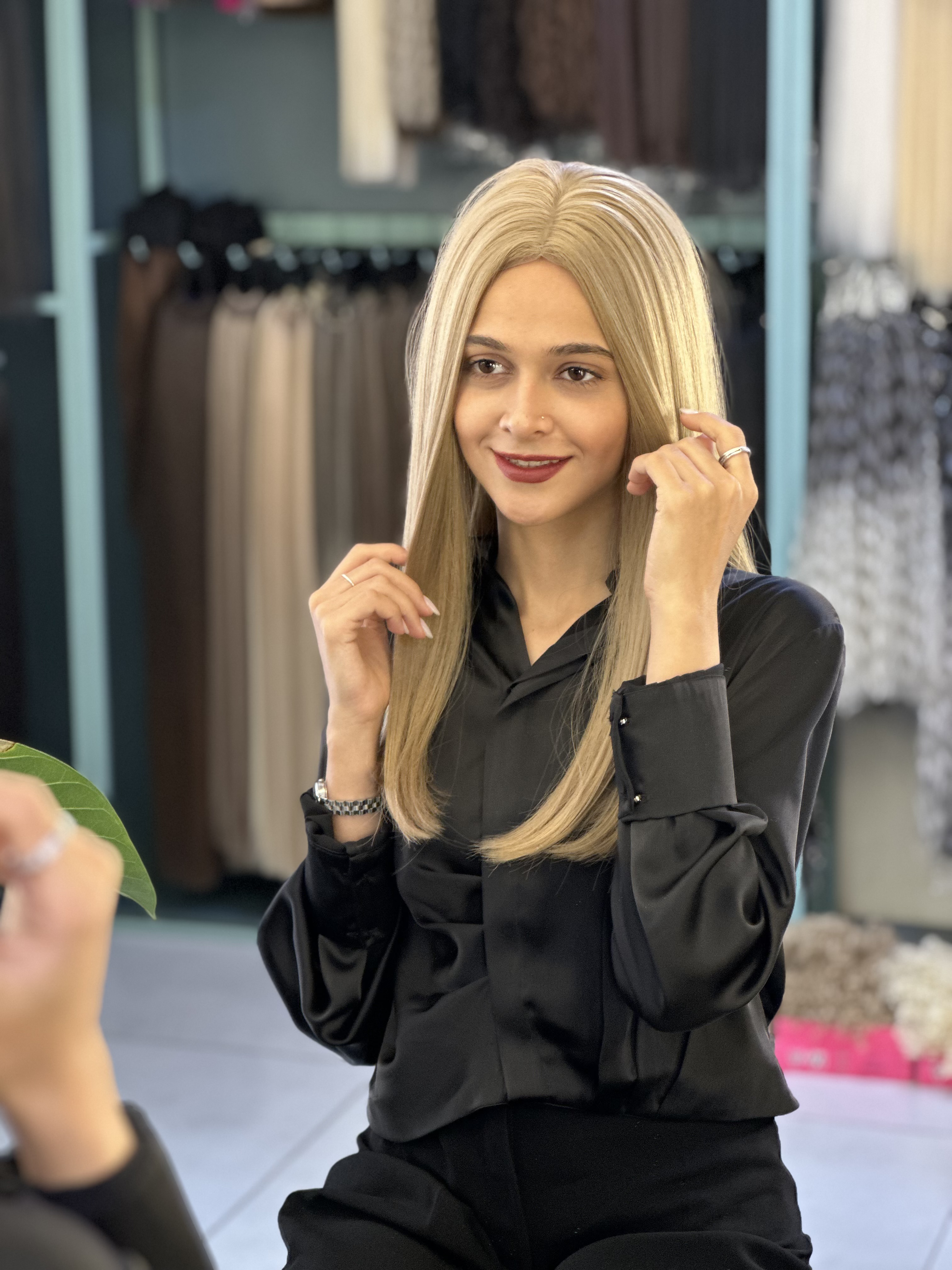 کلاهگیس صاف فرق متحرک وارداتی رنگ زیتونی 24b