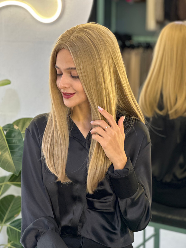 کلاهگیس صاف فرق متحرک وارداتی رنگ زیتونی 24b