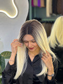 کلاه گیس صاف فرق متحرک وارداتی امبره مشکی بلوند کد R4/613