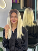 کلاه گیس صاف فرق متحرک وارداتی امبره مشکی بلوند کد R4/613
