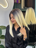 کلاه گیس صاف فرق متحرک وارداتی امبره مشکی بلوند کد R4/613
