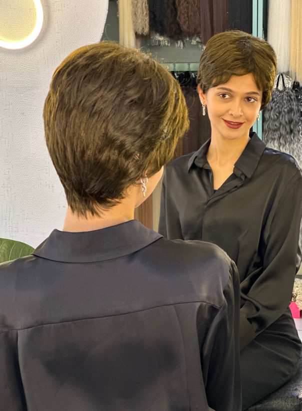 کلاه گیس پسرونه وارداتی خرمایی تیره کد ۸