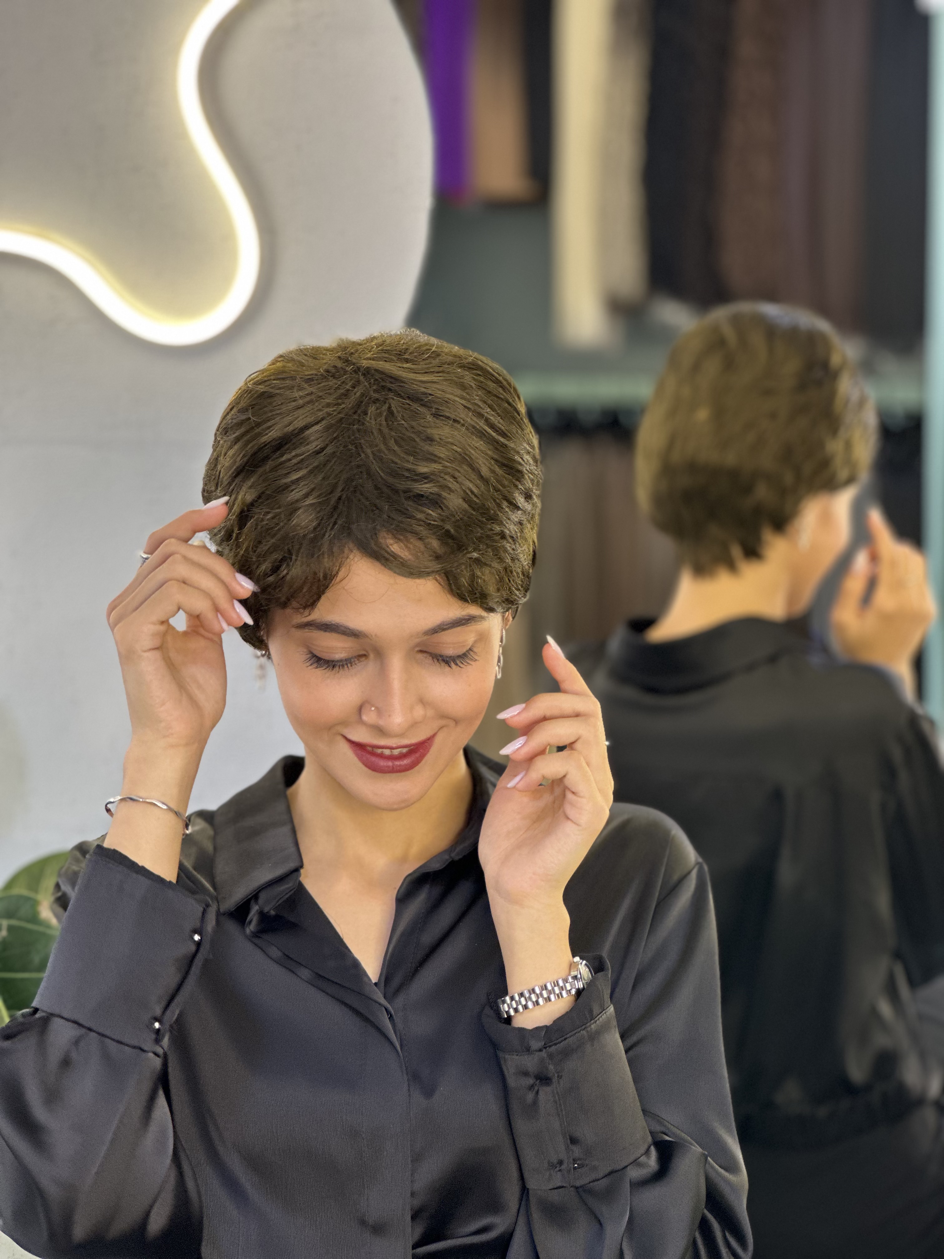 کلاه گیس پسرونه وارداتی خرمایی تیره کد ۸
