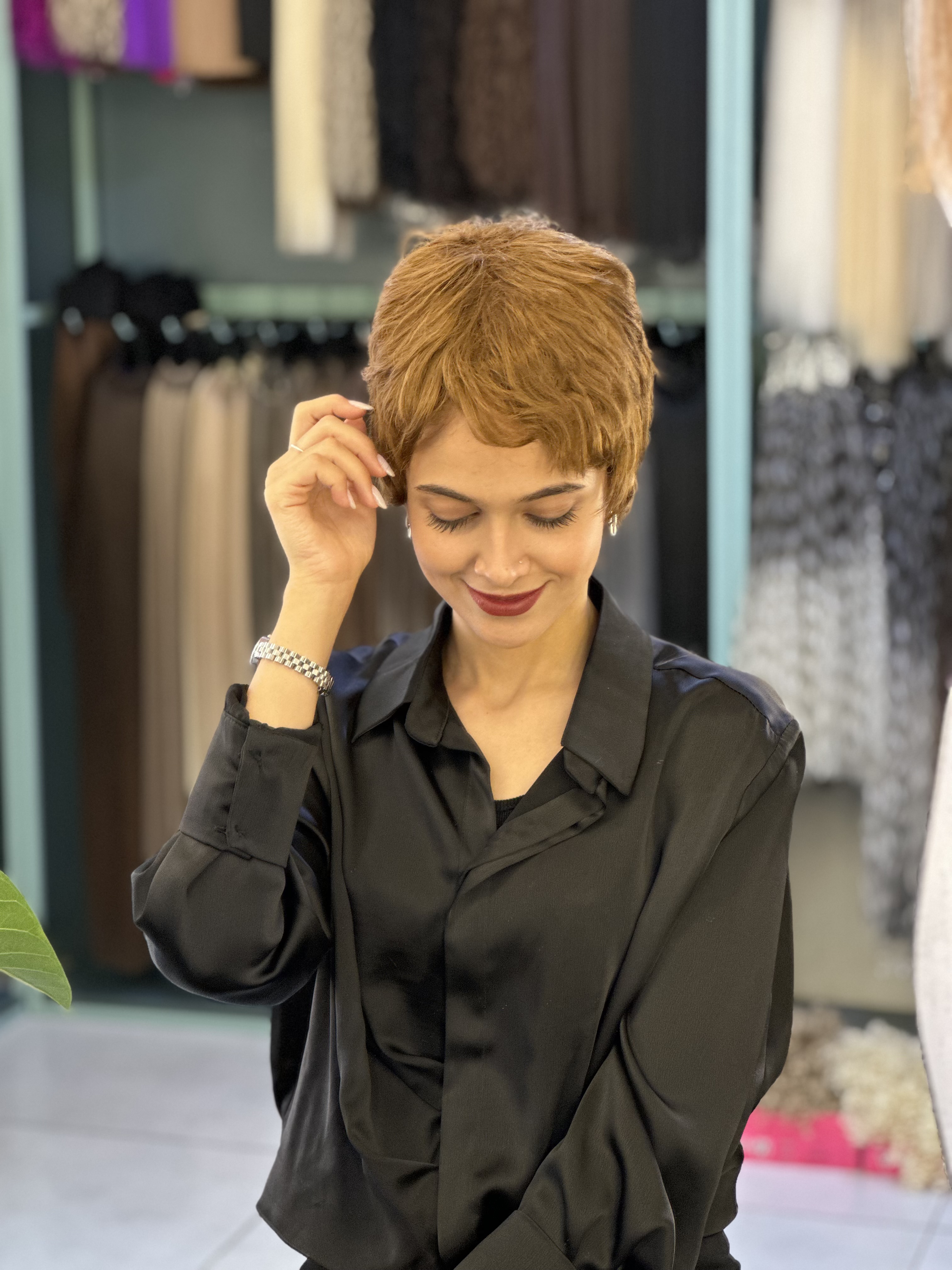 کلاه گیس پسرونه وارداتی حنایی کد ۱۲